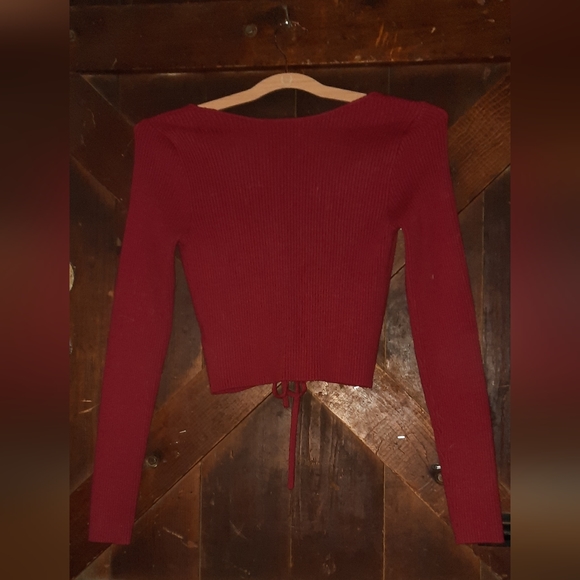 🌟3/50 V-Neck Red Crop Top Sweater - Picture 7 of 7